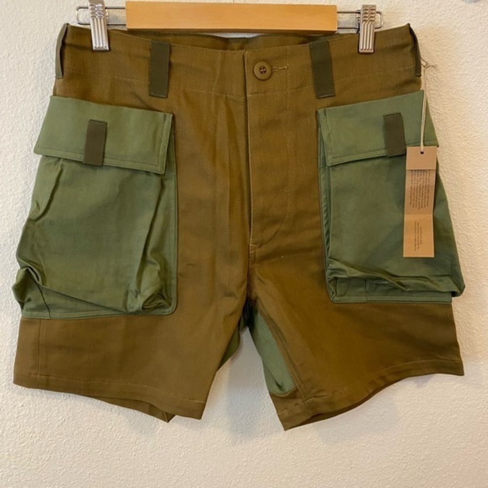 Wasted Collective Brown/Green Cargo Shorts Men’s Size S Organic Cotton